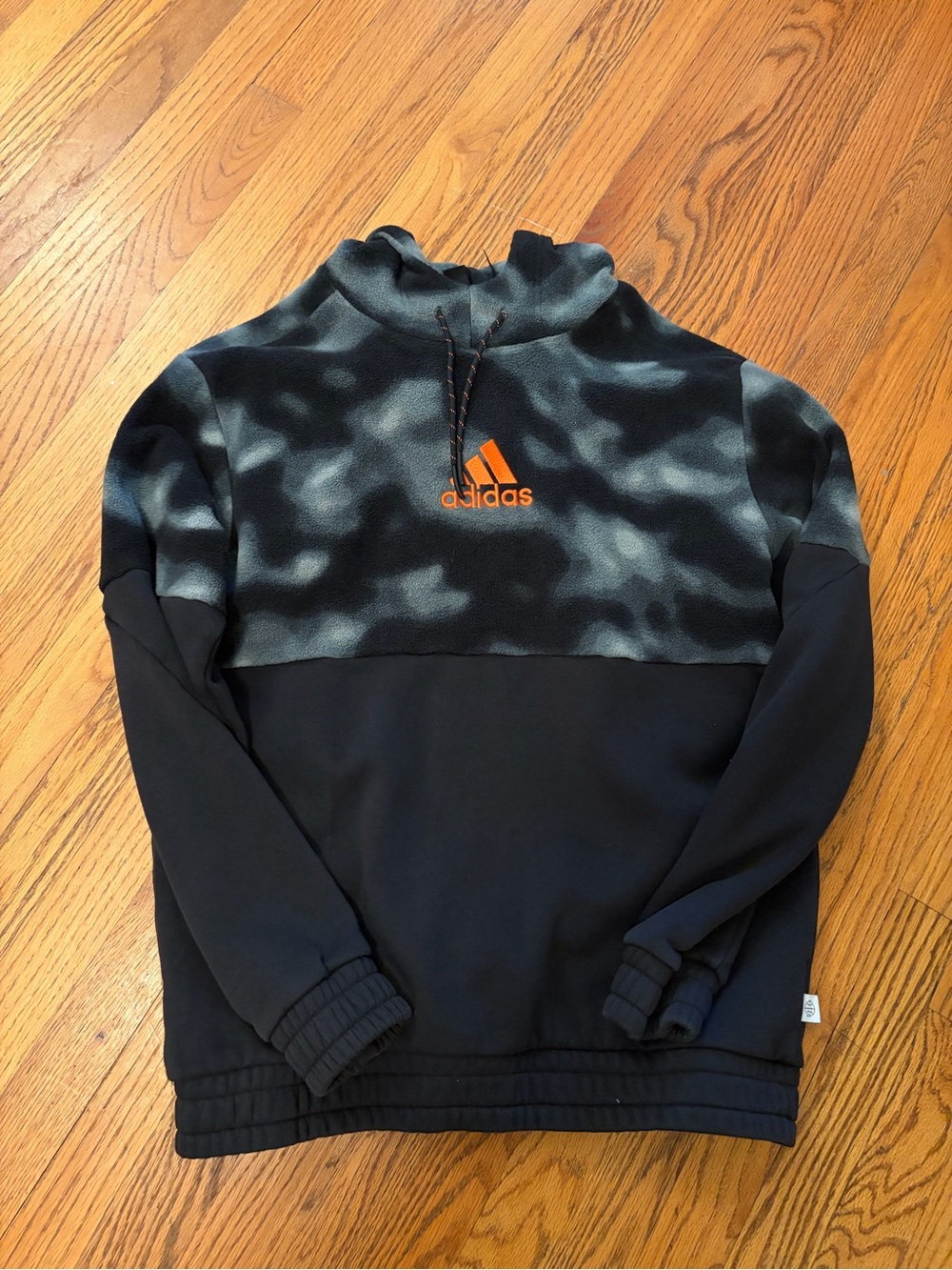 adidas Men’s Black & Gray Crewneck Pullover with Orange Logo